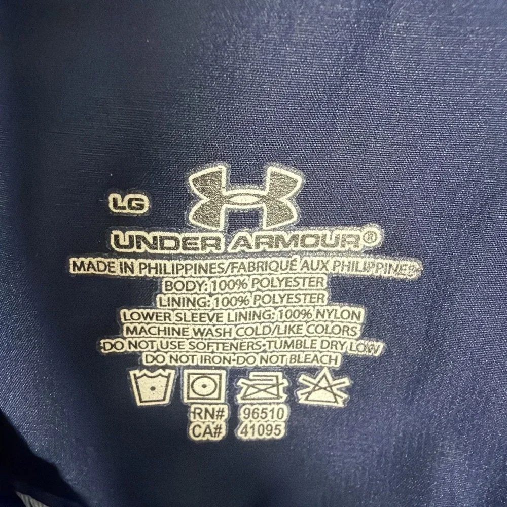 Under Armour Full Zip Track Jacket Large Navy Blue Performance Active Mesh Lined